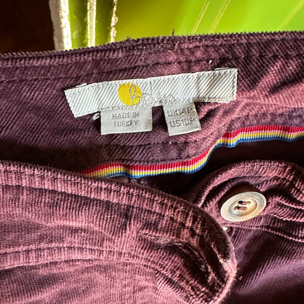 Boden Corduroy Pants in Rich plum purple